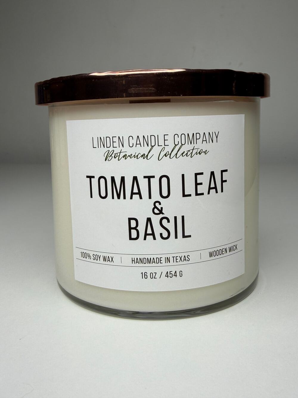 Linden Candle Company — Tomato Leaf & Basil Summer Scented Candle — Soy Wax 16oz